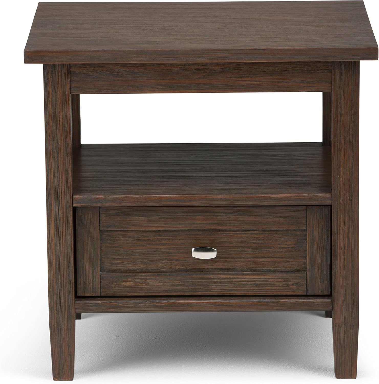 Atlin Designs Small End Table for Living Room, Square Bed Side Table, Narrow Nightstand with Storage Drawer and Shelf for Bedroom, Unique Rustic Telephone Table for Sofa Side, Dark Brown Corner Table