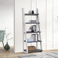 Ladder Shelf, 5-Tier Bookshelf Bookcase, Freestanding Corner Storage Shelves with Wood Frame for Home Office, Living Room, Kitchen, Bedroom, Grey+White