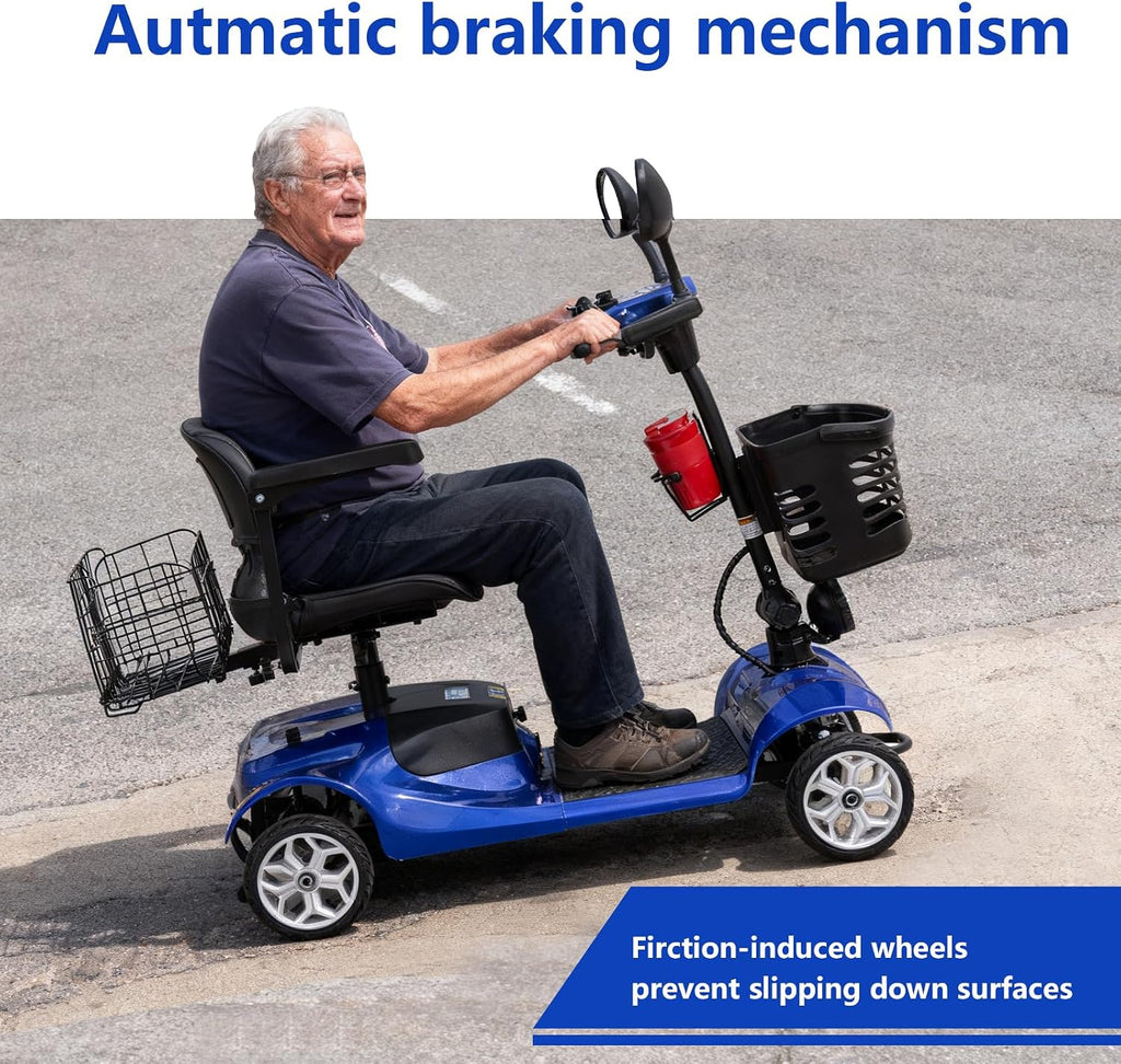 4 Wheel Electric Power Mobility Scooter for Adults, Electric Scooter for Seniors Folding Mobility Scooter -Max Speed 5 Mph,12.5 Miles Long Travel Range