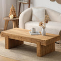SSLine Solid Wood Coffee Table 47.6-Inch Rectangular Coffee Table for Living Room,Farmhouse Cocktail Center Tables with Thicken Top and Sturdy Legs,Natural Brown