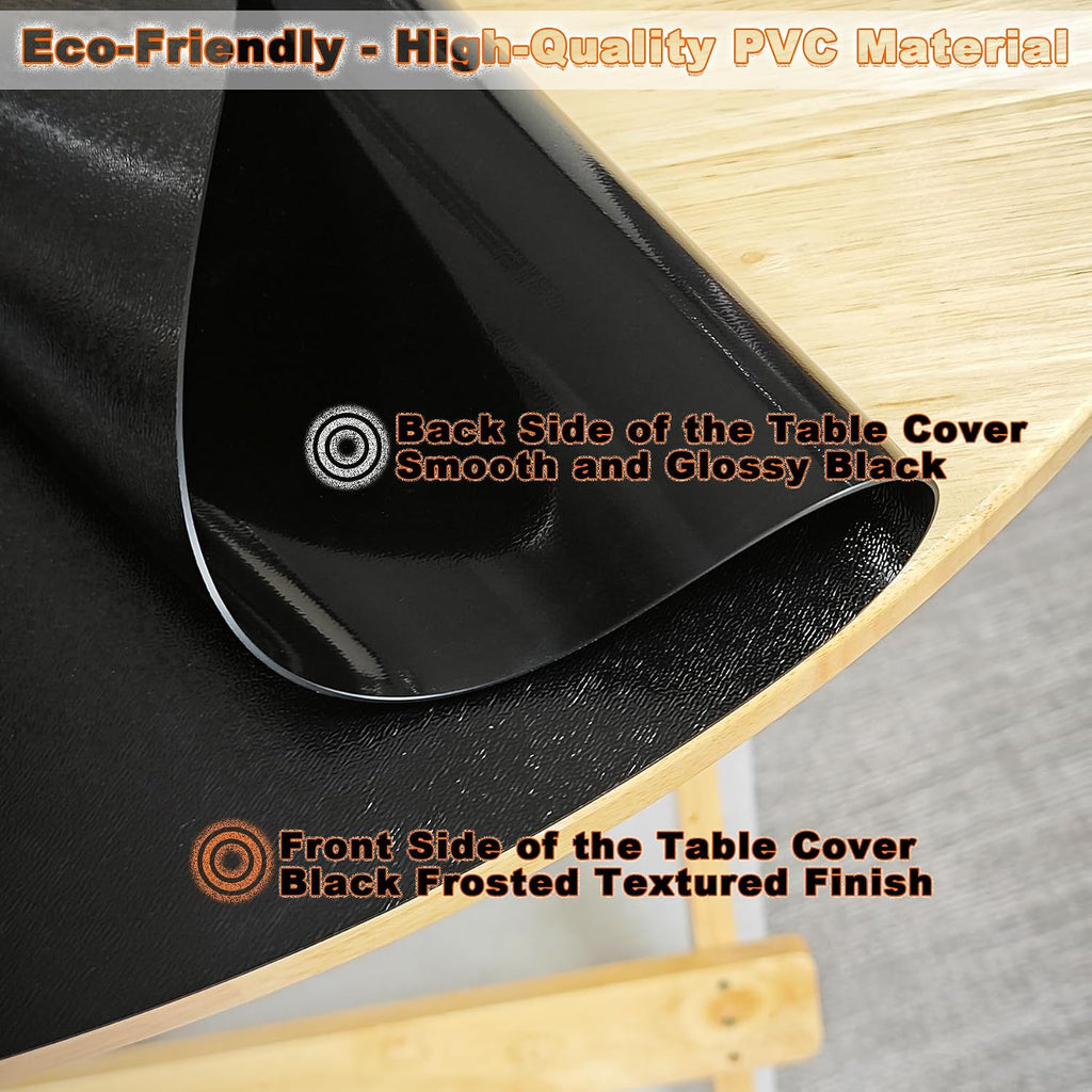 Small Square Tablecloth Black Matte Thickness 1.5mm, Waterproof, High-Temperature Resistant, Plastic Dining Table Cover Protector, Table Protectors for Sofa Table/Media Dresser Stand, 30x102 Inch