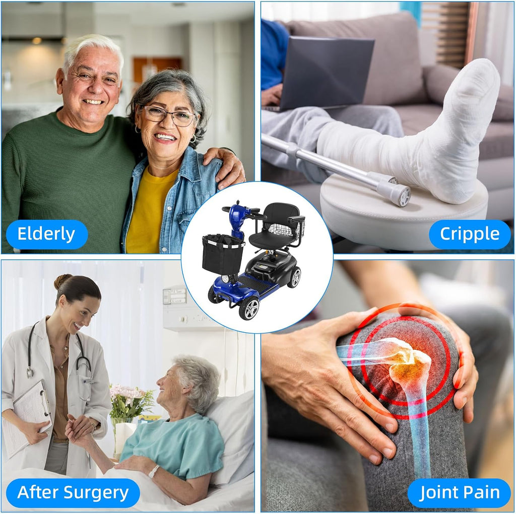 20-45 Miles 4 Wheels Mobility Scooter for Seniors/Adults Up to 300LBS,350W Electric Wheelchair Detachable Lithium Battery,Dual Baskets,Rotating Seat,with Taillight, USB Charging