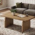 Tribesigns Farmhouse Coffee Table for Living Room, 47-Inch Mid-Century Rectangular Center Table with Rounded Corners, Modern Low Large Cocktail Tea Furniture, Easy Assembly (Natural Brown)