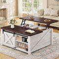 SEDETA 31.5' Lift Top Coffee Table with Storage, Square Coffee Tables for Living Room, Farmhouse Coffee Table with Large Hidden Storage Compartment and Adjustable Shelves, Vintage White