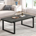 EXCEFUR Modern Coffee Table, Rustic Wood and Metal Center Table, Rectangle Cocktail Tea Table for Living Room, Grey, 44 Inch