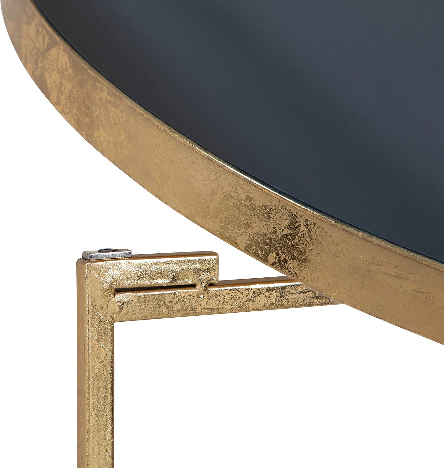 Kate and Laurel Celia Modern Glam Round Coffee Table, 28.25' x 28.25' x 19', Navy Blue and Gold Leaf, Chic Sophisticated Accent Table