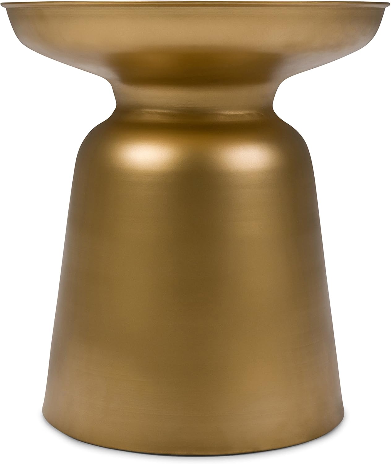 SIMPLIHOME Toby Metal Table - 17' Wide x 18' High Solid Iron Drum Accent Table in Gold, Industrial Side or End Table for Living Room, Bedroom or Entryway with Sculptural Design, Assembled