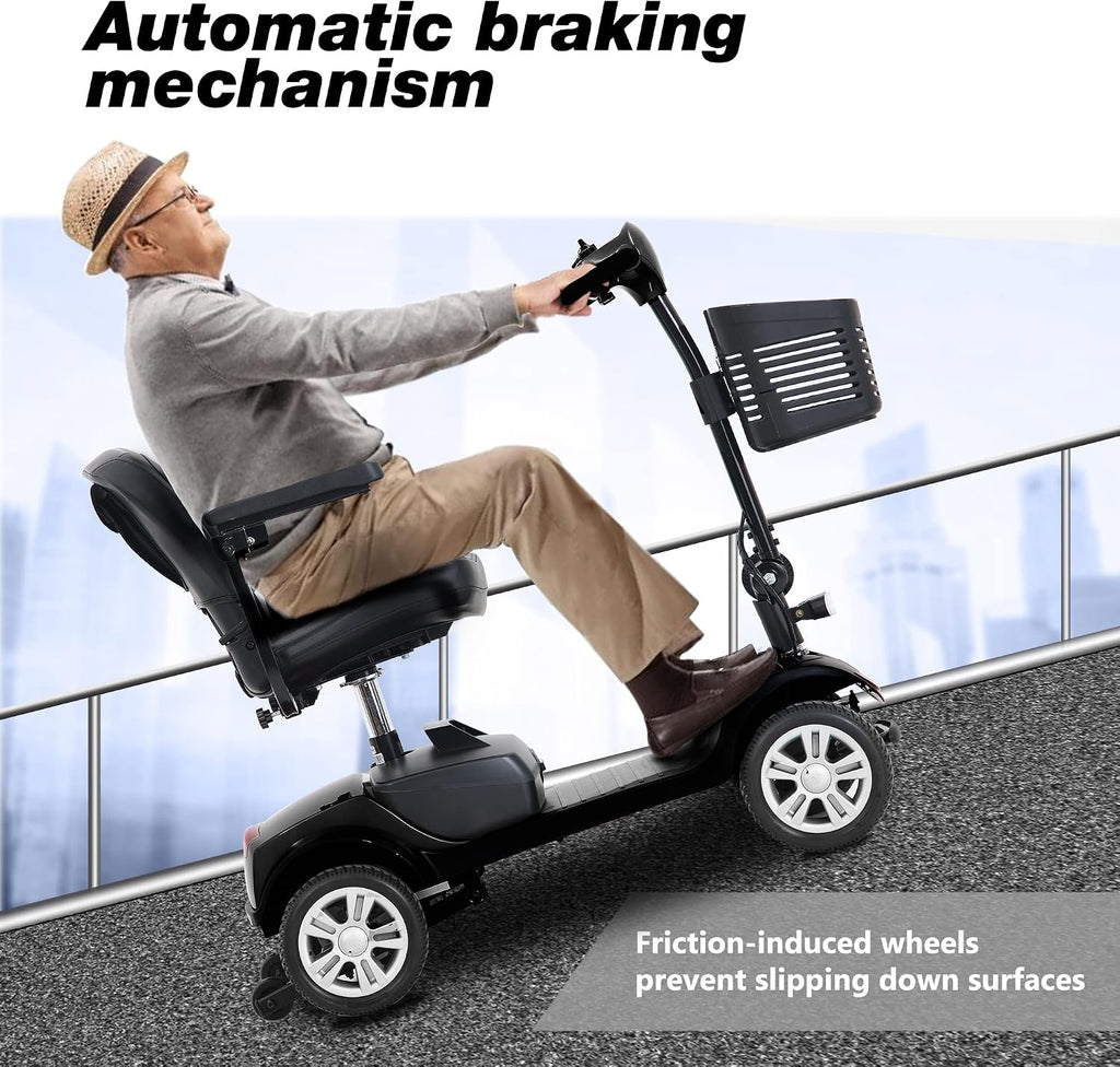 Folding Mobility Scooter for Seniors 4 Wheel Scooter for Adults Electric Medical Scooter Compact for Travel - Electric Powered Wheelchair Device - Compact Heavy Duty Mobile(M1 Black)