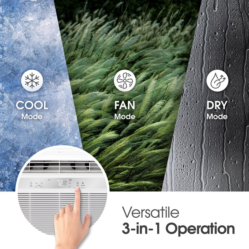 LG 6,000 BTU Window Air Conditioner, Cools 250 Sq.Ft. (10' x 25' Room Size), Quiet Operation, Electronic Control with Remote, 2 Cooling & Fan Speeds, 2-Way Air Deflection, Auto Restart, 115V