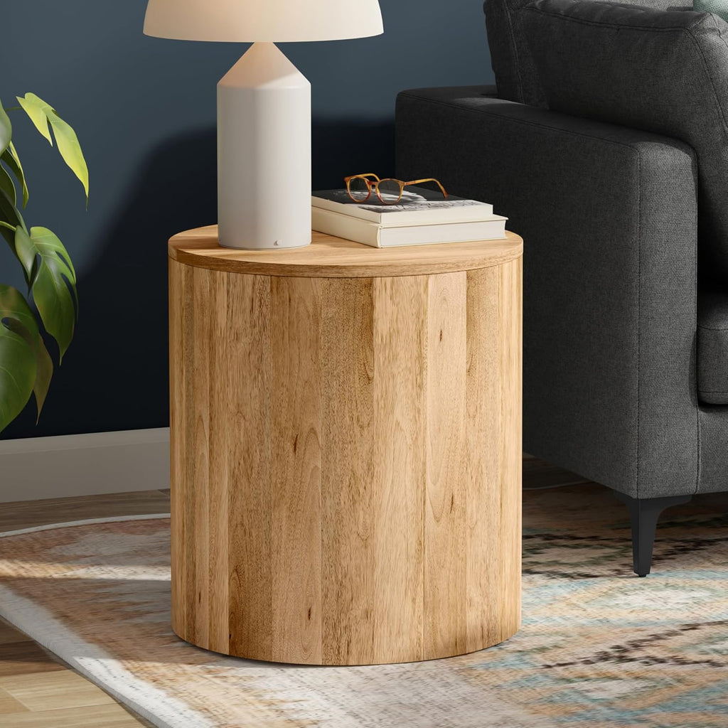 SIMPLIHOME Millbury End Table - 20 inch Wide Solid Mango Wood Round Side Table in Natural, Contemporary Accent Table for Living Room, Bedroom or Entryway with Handcrafted Design, Assembled