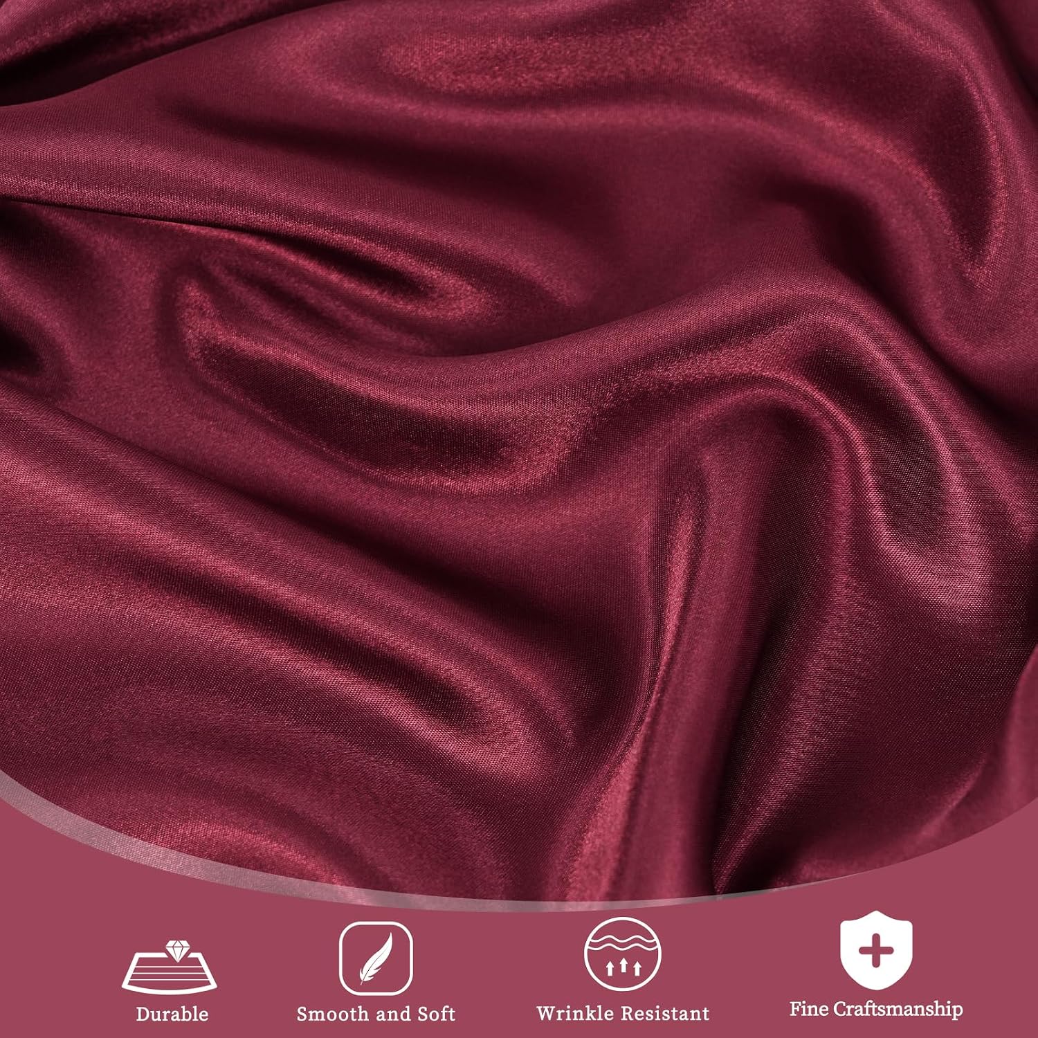 fani 12 Pack 120 Inch Burgundy Satin Tablecloth - Premium Bright Silky Round Tablecloth Overlay Smooth Fabric Table Cover, Table Decoration for Wedding Party Banquet Events Restaurant Kitchen Dining