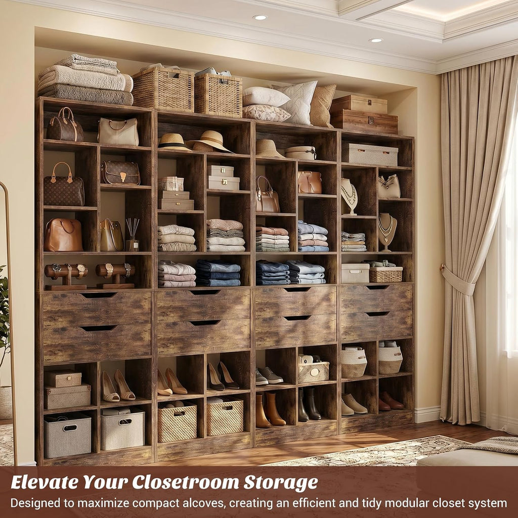 Armocity 9-Tier Tall Bookshelf with 2 Drawers, 79.7' Narrow Freestanding Bookcase, Space-Saving Wood Display Shelves Storage for Living Room, Home Office Bedroom, Rustic Brown