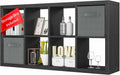 furtble Bookshelf with Storage Bins, 8-Cube Storage Organizer, Modern Black Bookshelf for Bedroom, Multifunctional Display Cube Bookshelves for Living Room, Bedroom, Home Office