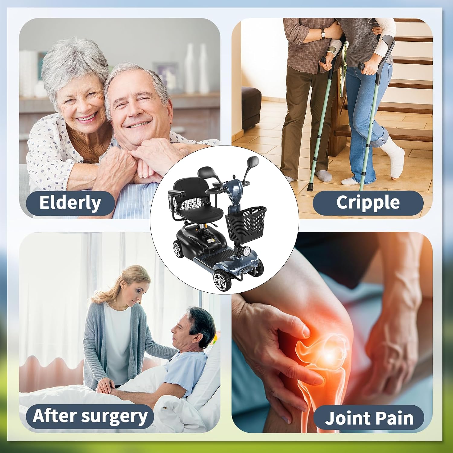 Mobility Scooter for Seniors/Adults, up to 300lbs Capacity, 4 Wheels Mobility Scooters with 15 Miles 350W 5/7MPH, Electric Wheelchair, Adjustable Seat with Rear Mirror