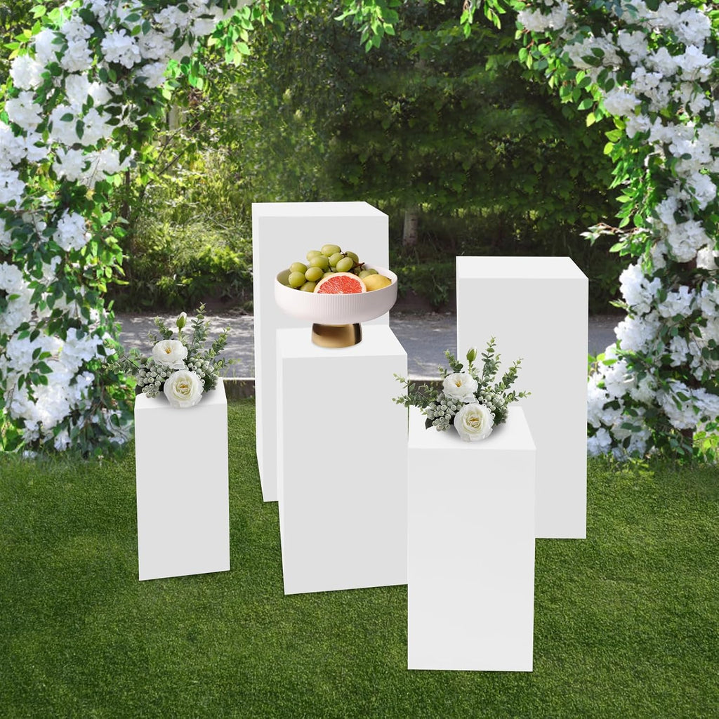 5PCS Metal Pedestal Stands, Square Pedestal Stands for Parties, Flower Display Rack, Dessert Table Cube Display Pillars for Birthday Wedding Bridal Baby Shower Party Decorations
