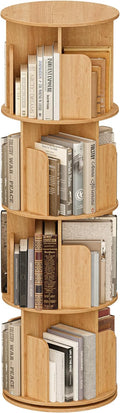 VDNEND Wooden 4 Tier Rotating Bookshelf, Spinning Bookshelf Tower,Modern Revolving Small Bookcase for Corner,Living Room,Bedroom (Natural Oak, 4-Tier)