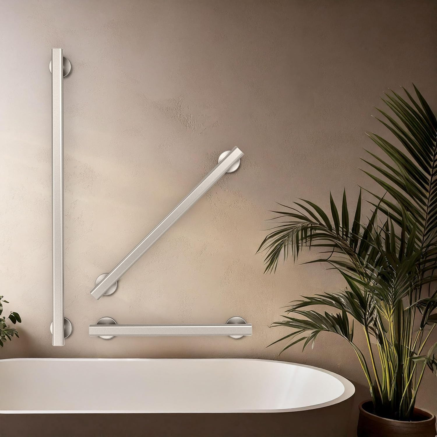 Gatco 674SN Nouveau Grab Bar, 36 Inch ADA Compliant Bathroom Safety Grab Handle for Shower & Bathtub, Stainless Steel, Satin Nickel