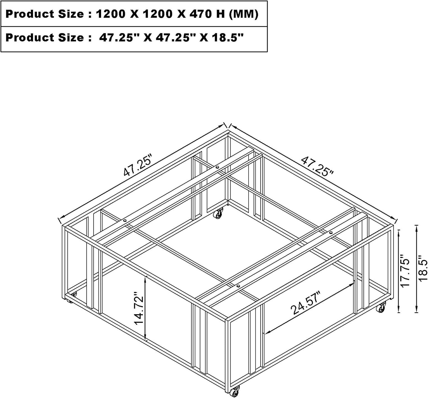 Coaster Home Furnishings - Adri - Square Glass Top Coffee Table with Geometric Base and Mobile with Rolling Casters - Contemporary - Living Room - Matte Brass - 710188
