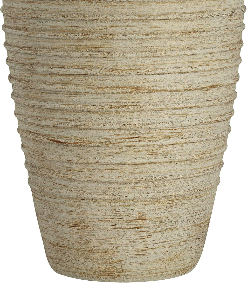 John Timberland Austin Country Cottage Southwest Style Jug-Shaped Table Lamp 28' Tall Sand Tone Desert Ridged Cream Linen Drum Shade for Living Room Bedroom House Bedside Nightstand Home Office
