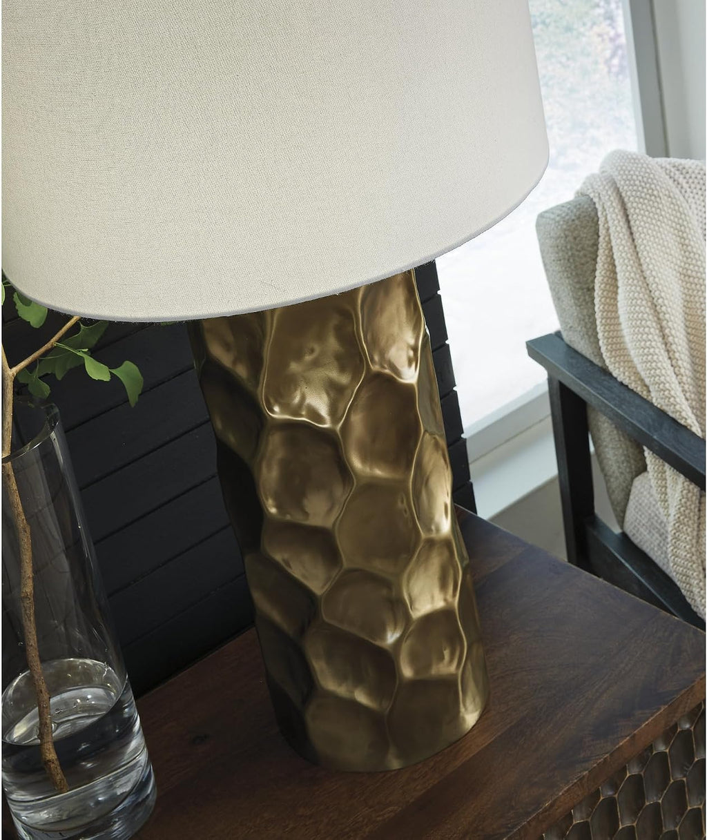 Signature Design by Ashley Marshawn Glam Metal Table Lamp with 3-Way Switch, Metallic