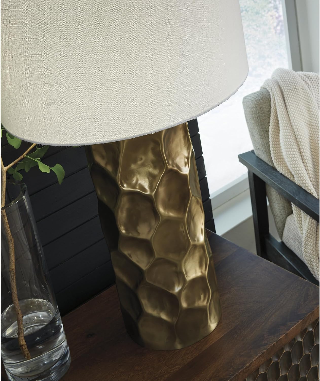 Signature Design by Ashley Marshawn Glam Metal Table Lamp with 3-Way Switch, Metallic