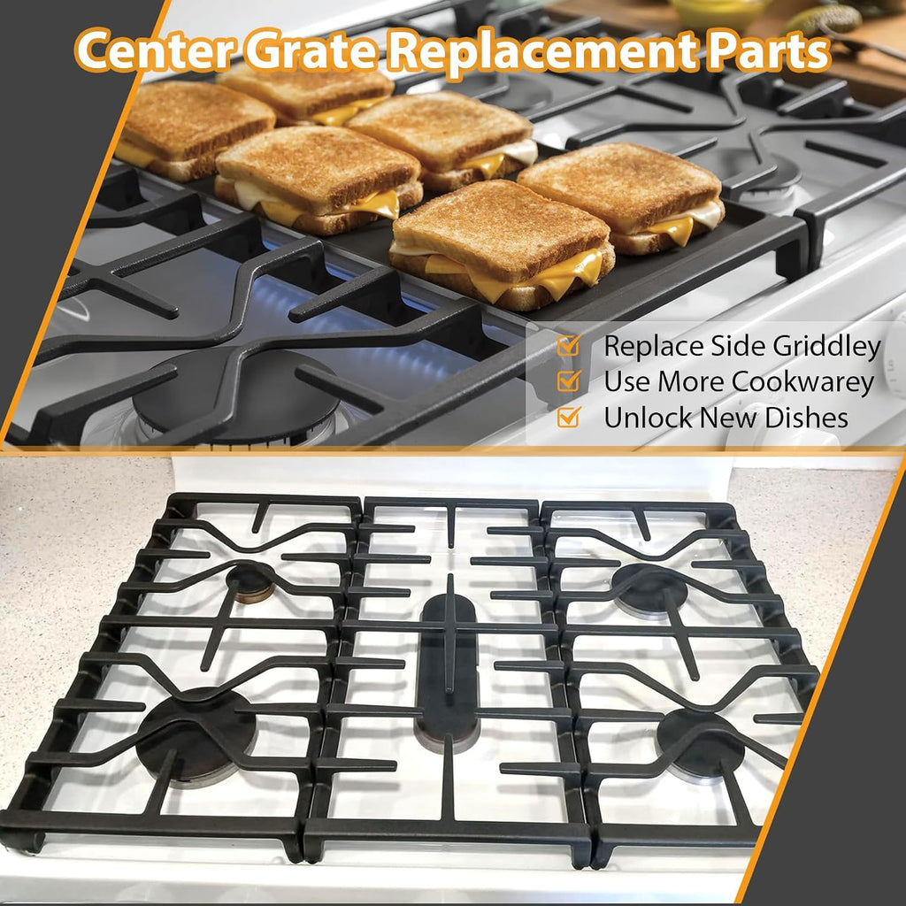 Upgraded WB31X27151 Side Grates WB31X27150 Center Grates Replacement for GE General Electric Stove Parts, WB31X24736 WB31X24737 Cast Iron Grate Cooktop Burner for JGBS66REKSS JGB735SPSS Stove Grate