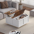 Lift Top Coffee Table with Storage, 31.5' Square White Coffee Table with Large Hidden Storage, Wood Living Room Table Center Table for Living Room Dining Reception Room