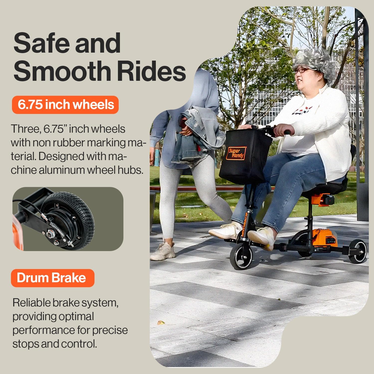 SuperHandy Passport Mobility Scooter for Adults- Foldable, 3 Wheel & GoRise FC Electric Floor to Chair Lift for Seniors and People with Disabilities - 400 Lbs Capacity [Bundle Deal]