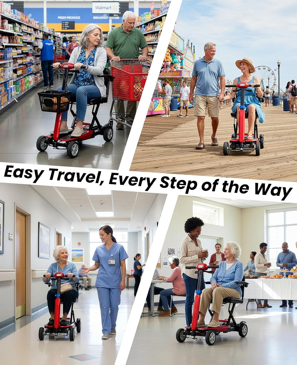 4-Wheel Mobility Scooter for Seniors, Foldable, 12-Mile Range | Auto Brake System for Enhanced Safety