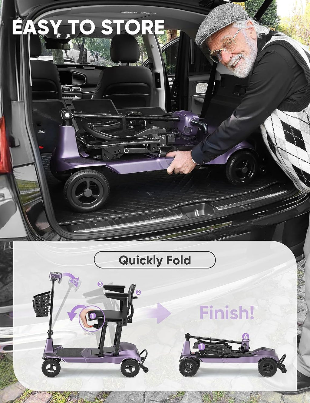 Mobility Scooters for Adults & Seniors - Ultra Lightweight 27.5 lbs Carbon Fiber Folding Electric Scooter - Airlines Approved All-Terrain Portable Scooter with Basket and Charger Included-Carbon Black
