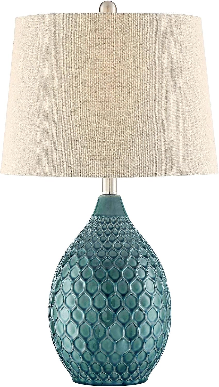360 Lighting Kate Coastal Vase-Shaped Table Lamp 24.75' High Sea Foam Blue Green Ceramic Oatmeal Tapered Drum Shade for Cottage Core Living Room Bedroom Beach House Nightstand (Color May Vary)
