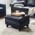 HULALA HOME Genuine Leather Ottoman Coffee Table, Ottoman Foot Rest for Living Room, Navy