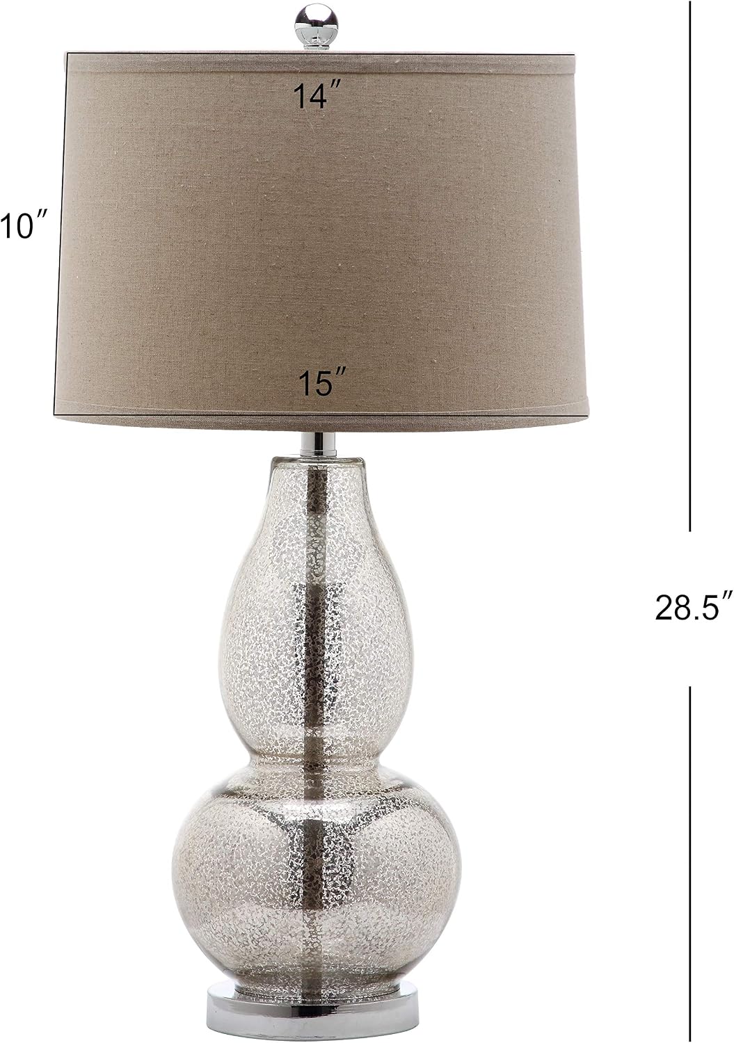 SAFAVIEH Lighting Collection Mercurio Antique Silver/ Wheat Brown Shade 29-inch Bedroom Living Room Home Office Desk Nightstand Table Lamp Set of 2 (LED Bulbs Included)