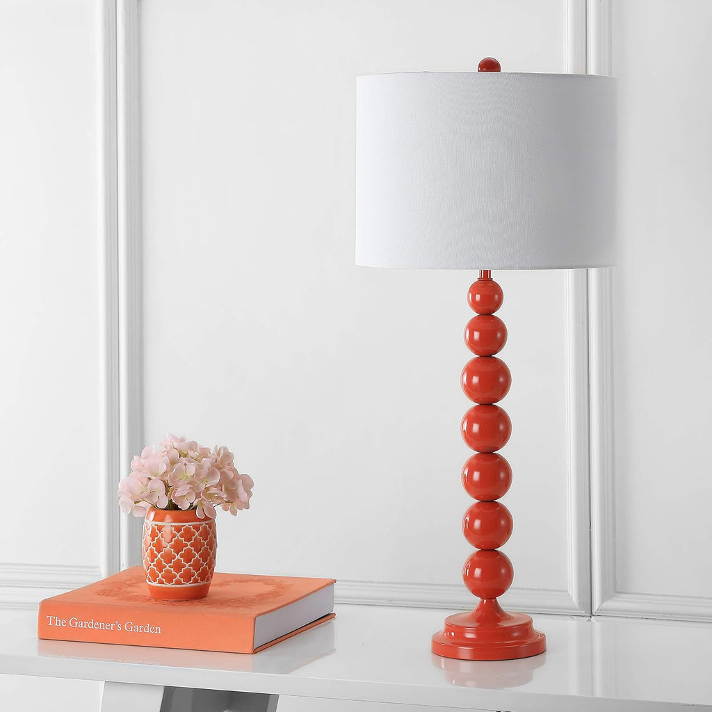 SAFAVIEH Lighting Collection Jenna Modern Contemporary Orange Stacked Ball 32-inch Bedroom Living Room Home Office Desk Nightstand Table Lamp Set of 2 (LED Bulbs Included)
