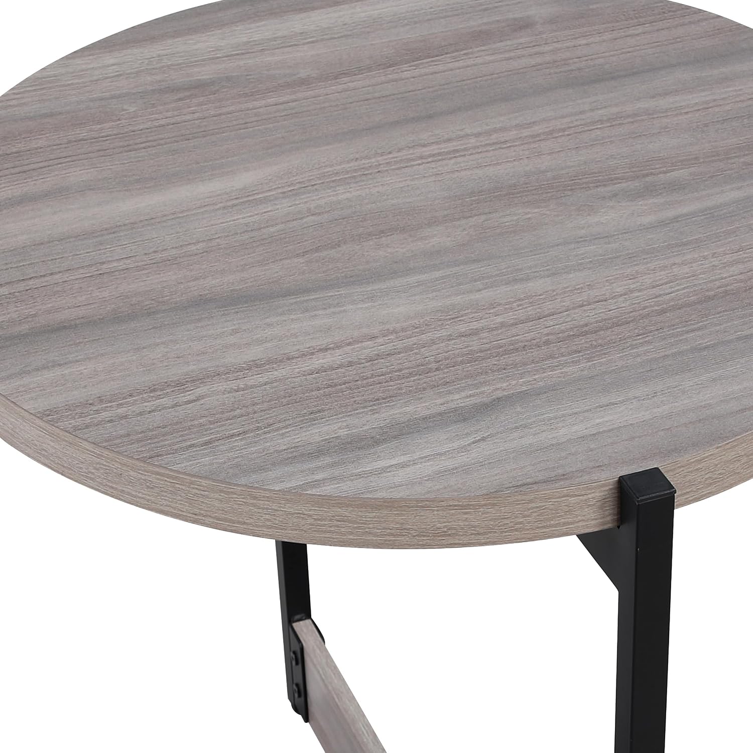 OSP Home Furnishings 3 Piece Occasional Table Set for Livingroom; One Coffee Table and Two Side Tables, Grey Woodgrain Finish with Black Metal