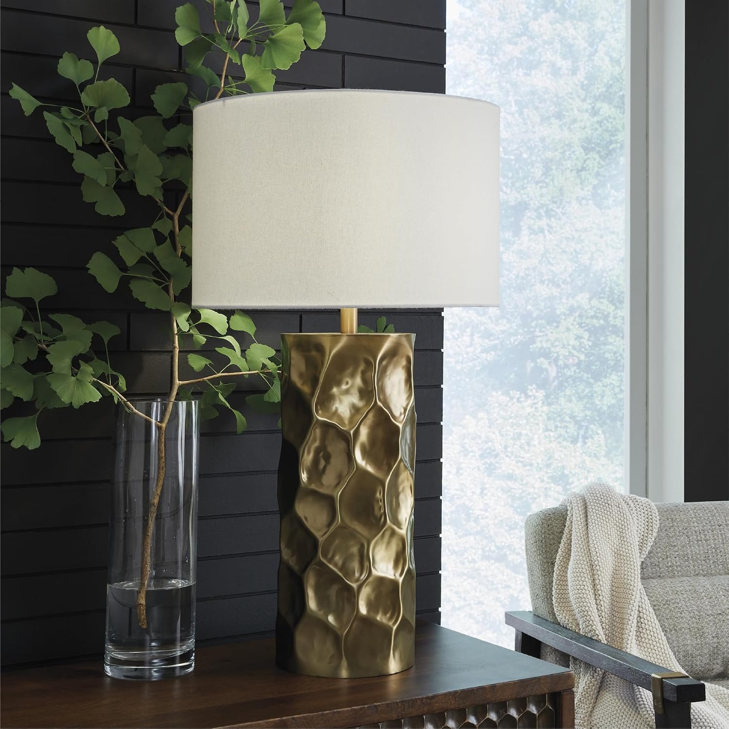 Signature Design by Ashley Marshawn Glam Metal Table Lamp with 3-Way Switch, Metallic