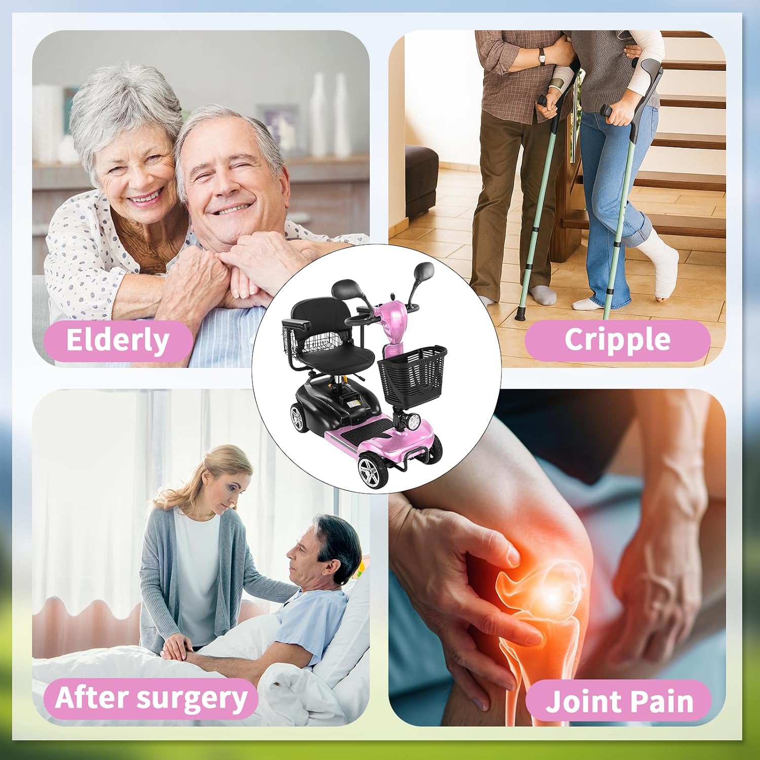 Mobility Scooter for Seniors/Adults,20/35 Miles up to 300lbs Capacity, 4 Wheels Mobility Scooters 350W 7MPH,USB Charging Detachable Lithium Battery with Rear Mirror