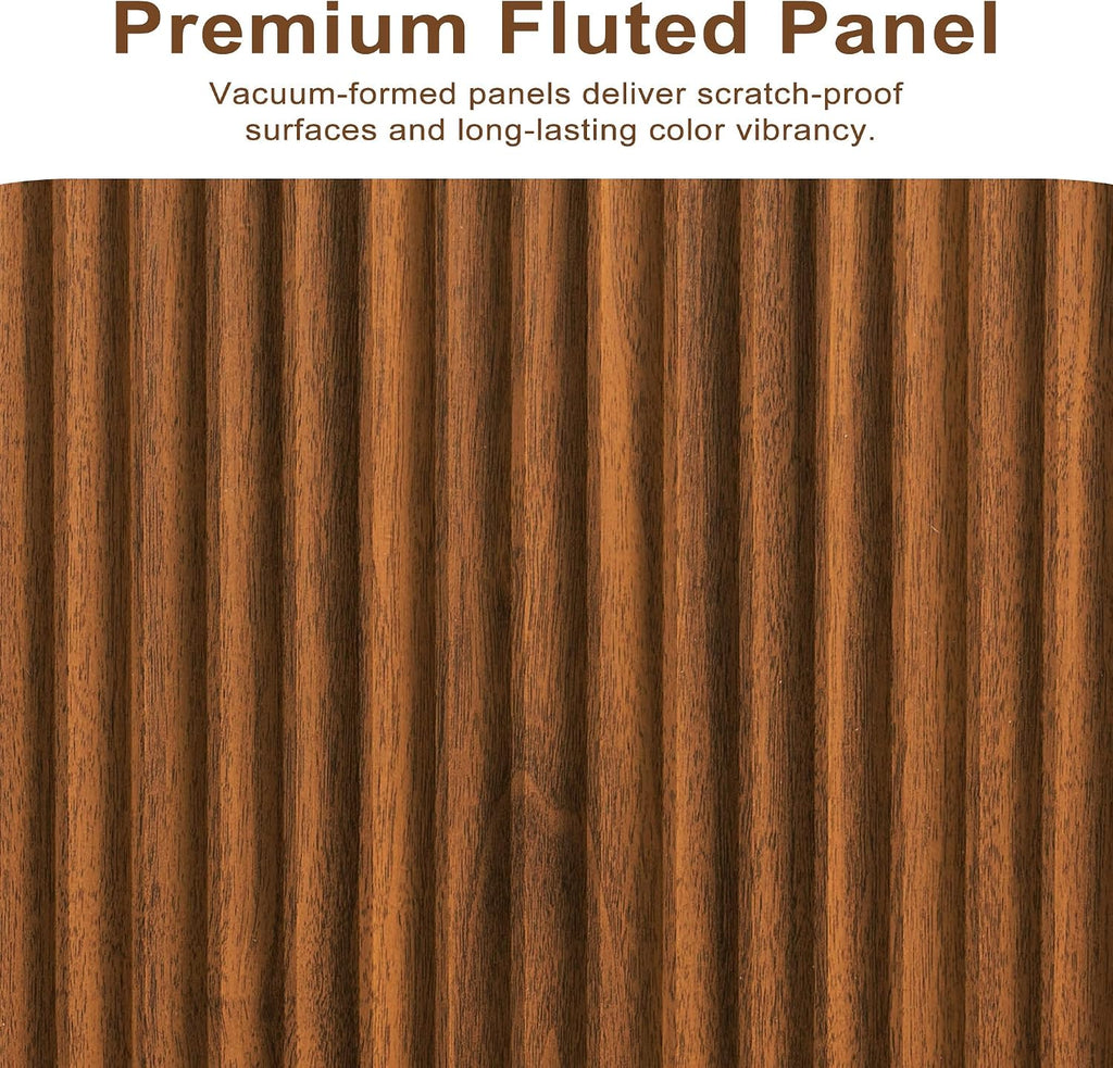 Fluted Coffee Table with Lifting Top, 31.5' Square Coffee Table with Storage, Mid Century Modern Center Table for Living Room, Home Office, Brown