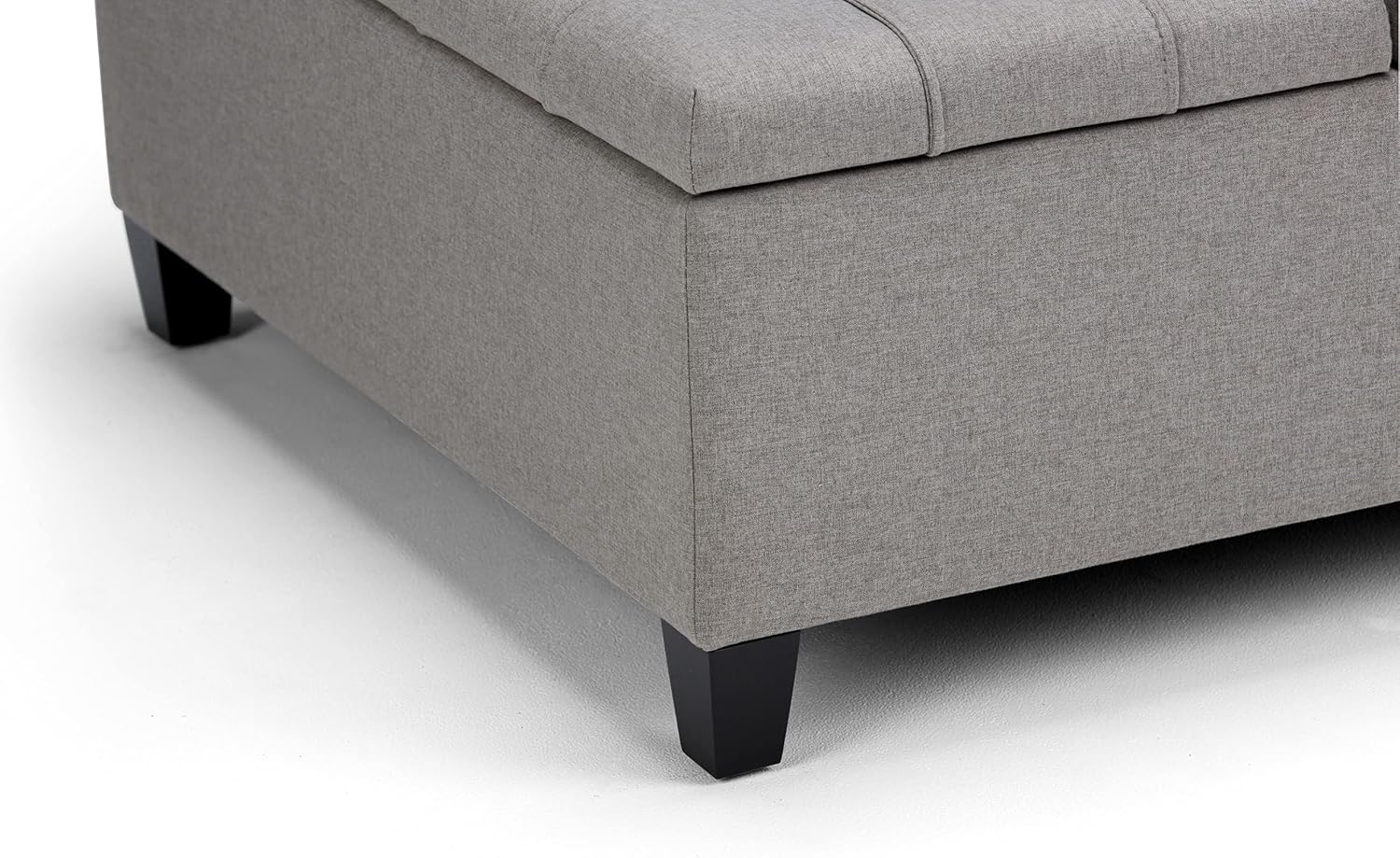 SIMPLIHOME Harrison Coffee Table Storage Ottoman - 36 inch Wide Upholstered Linen Look Fabric Square Lift-Top Ottoman in Dove Grey, Transitional Ottoman for Living Room with Hidden Storage