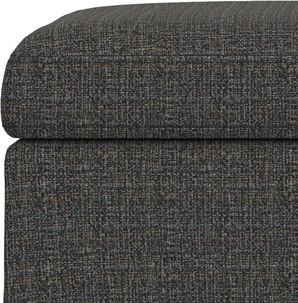 SIMPLIHOME Owen 36 inch Wide Mid Century Modern Square Coffee Table Storage Ottoman in Ebony Tweed Look Fabric, Assembled, for the Living Room, Entryway and Family Room