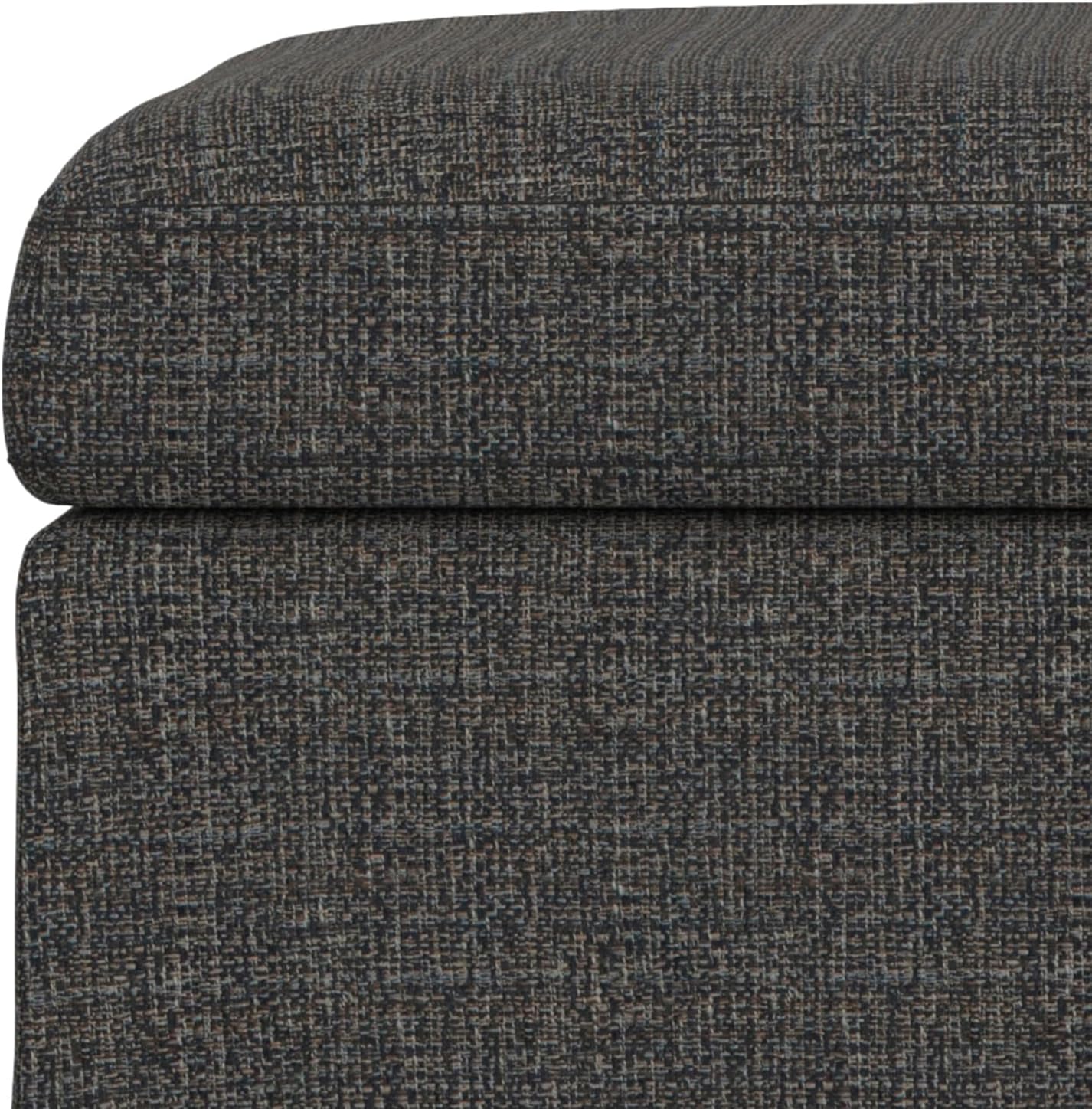 SIMPLIHOME Owen 36 inch Wide Mid Century Modern Square Coffee Table Storage Ottoman in Ebony Tweed Look Fabric, Assembled, for the Living Room, Entryway and Family Room
