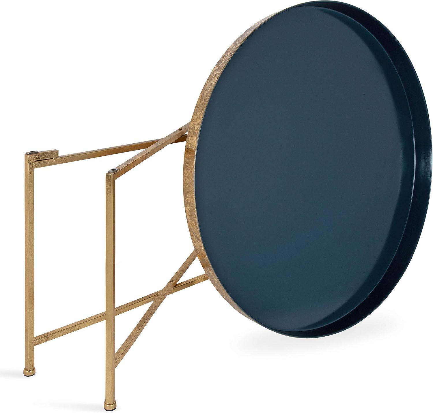 Kate and Laurel Celia Modern Glam Round Coffee Table, 28.25' x 28.25' x 19', Navy Blue and Gold Leaf, Chic Sophisticated Accent Table