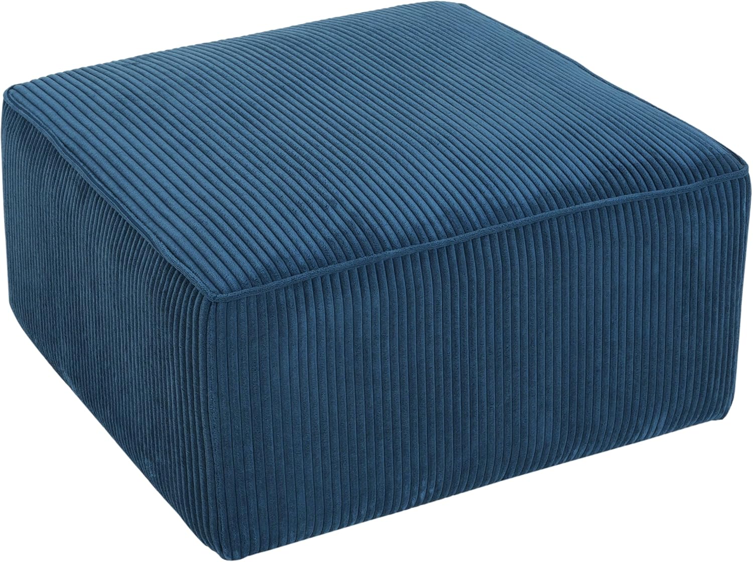 Christopher Knight Home Isa Corduroy Ottoman Footstool, Square Pouf Poufee Footrest Ottoman Large Seat, Modern Side Table for Living Room Bedroom Home Decor, Navy Blue, 30'