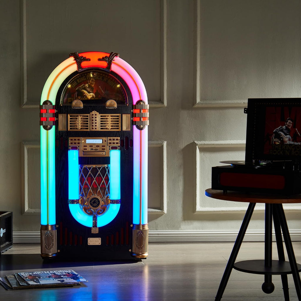 Arkrocket x Elvis Presley Jukebox Saturn V Full Size Bluetooth Vinyl Record Jukebox CD Player Vintage Radio Retro Turntable Classic Jukebox 51 inch