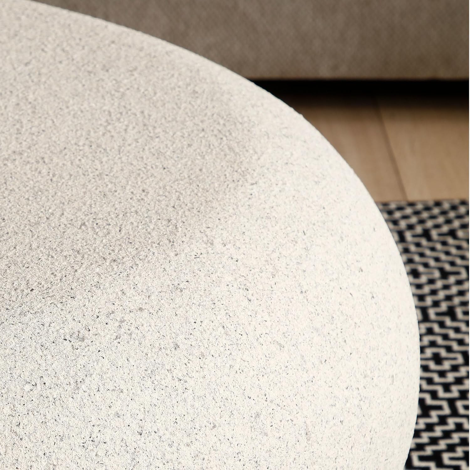 43.3' Fiberglass Elliptical Oval Vintage Coffee Table for Living Room,Irregular Center Matte Rocks Table Front of The Sofa,No Need Assembly,Cream White