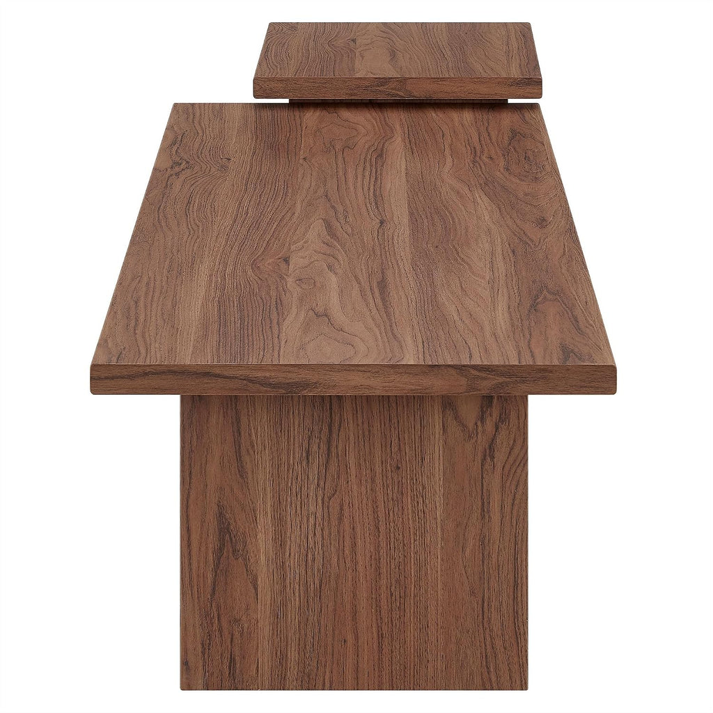 Modway Render Slatted Nesting Coffee Table Set in Walnut - 2 Piece Low Profile Coffee Table Mid Century Modern - Abstract Coffee Tables for Living Room - Nested Accent Tables