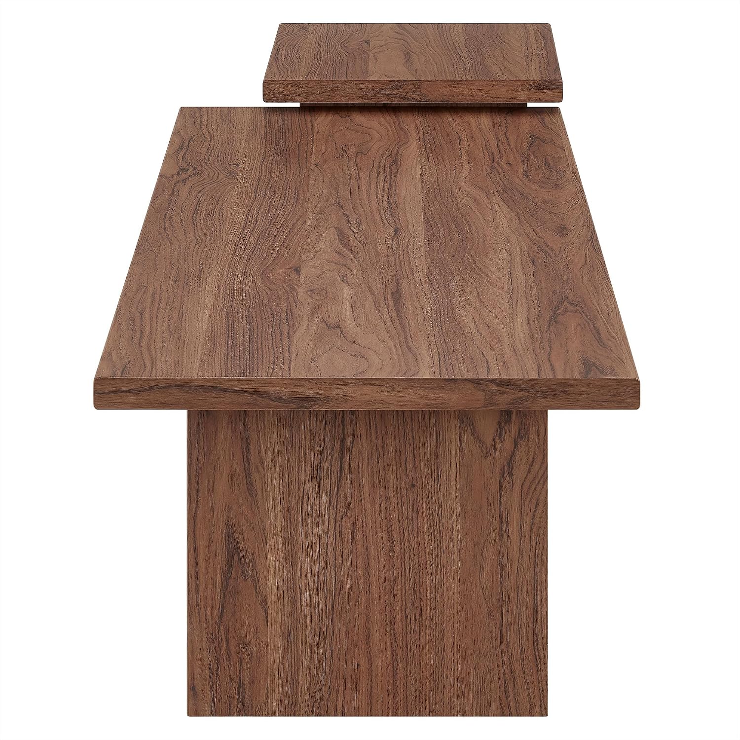 Modway Render Slatted Nesting Coffee Table Set in Walnut - 2 Piece Low Profile Coffee Table Mid Century Modern - Abstract Coffee Tables for Living Room - Nested Accent Tables