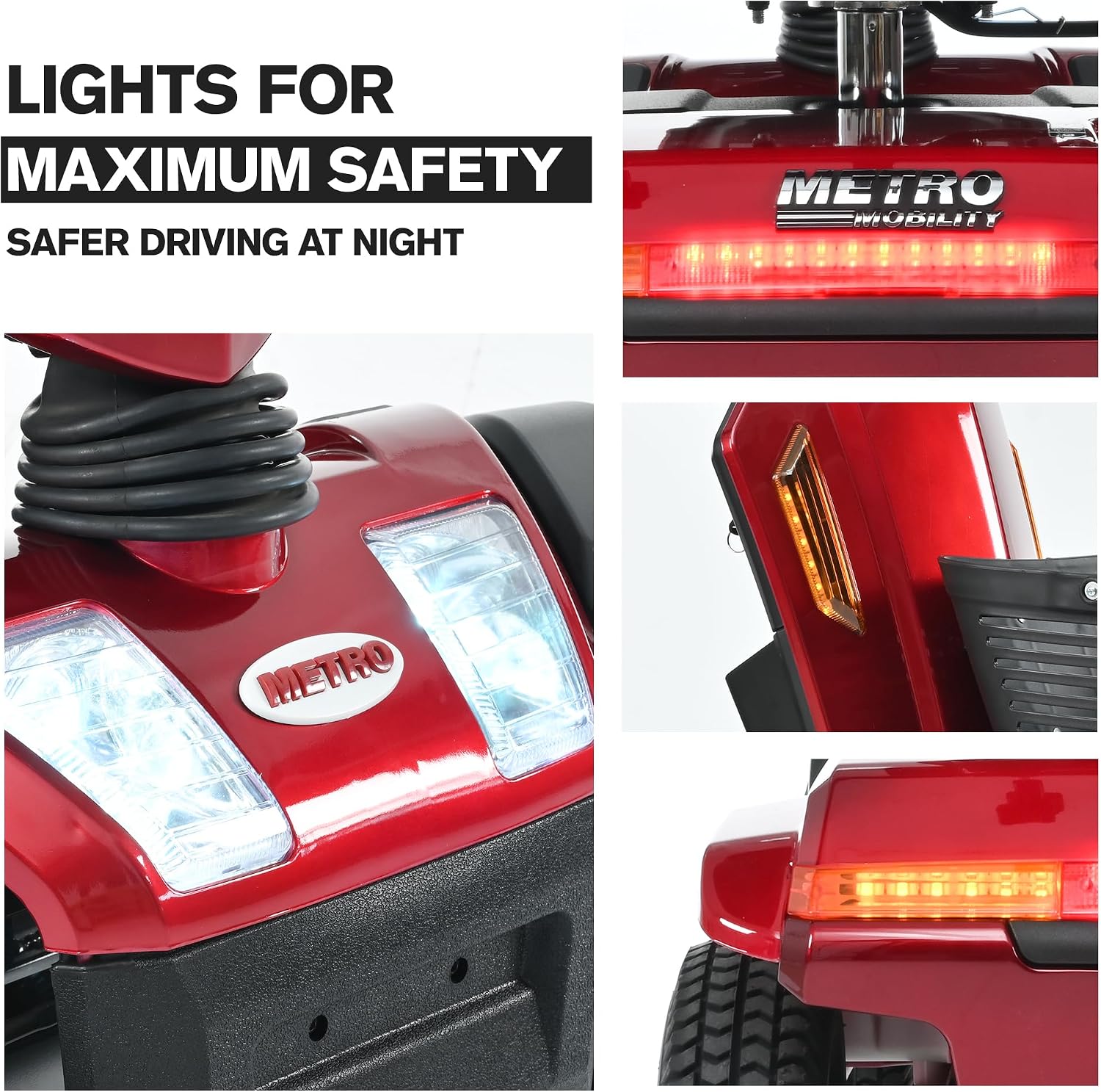 S500 4-Wheel Electric Mobility Scooter, Long-Range 52Ah Battery Up to 25 Miles, 500W Heavy-Duty Motor, 10' Pneumatic Tires, Adjustable Captain Seat, Storage Baskets for Seniors, Red