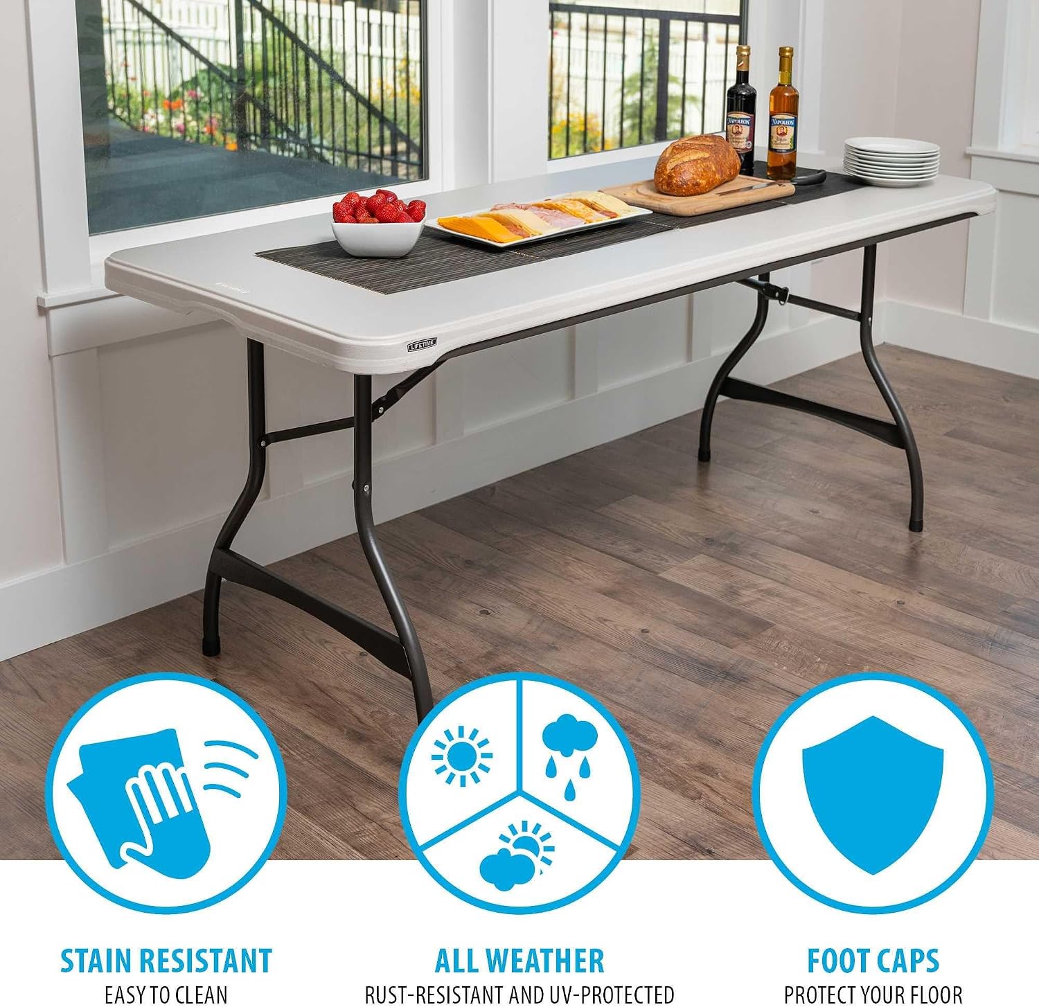 Lifetime 6-Foot Nesting Folding Table, Commercial, Almond