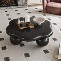 35' Modern Coffee Table Petal Shape Low Center Table Cute Irregular Indoor Tea Table with 3 Ball Legs for Living Room Apartment